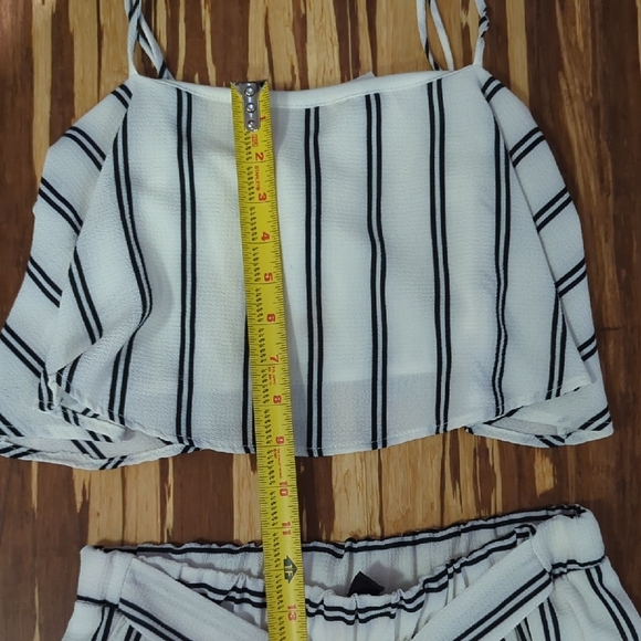 Windsor Striped White and Black Crop Top and Palazzo Pant Set - Picture 5 of 8
